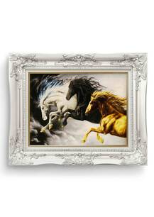 تابلو فرش حیوانات طرح  اسب خروشان 30146