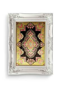 تابلو فرش فرش دستباف قم طرح رز قهوه ای 7024