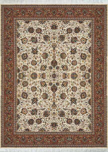 فرش کلاسیک تندیس کاشان طرح افشان کرم گلبهی