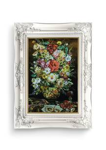 تابلو فرش گل و گلدان طرح گل جام 43610