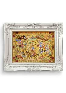 تابلو فرش فرش دستباف قم طرح شکارگاه خاکی 2857