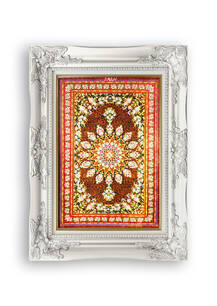 تابلو فرش فرش دستباف قم ترنجی مشکی 2567